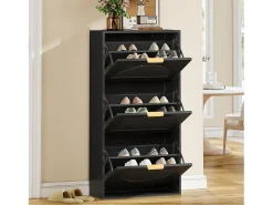 Sale Hauss Spole Sapateira com 3 portas - Preta 60 x 24 x 114 cm Preto