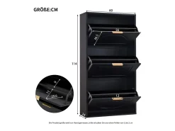 Sale Hauss Spole Sapateira com 3 portas - Preta 60 x 24 x 114 cm Preto