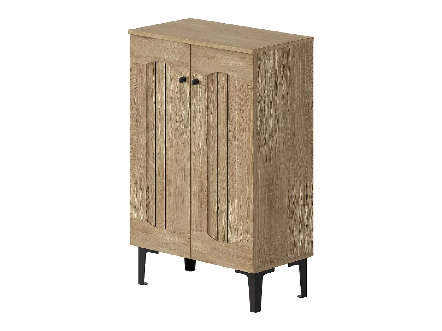 Móvel De Arrumação|Sapateira|Hauss Spole Sapateira com 2 portas - prateleiras ajustáveis - Cor: madeira e preto Natural claro