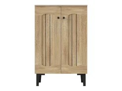 Móvel De Arrumação|Sapateira|Hauss Spole Sapateira com 2 portas - prateleiras ajustáveis - Cor: madeira e preto Natural claro