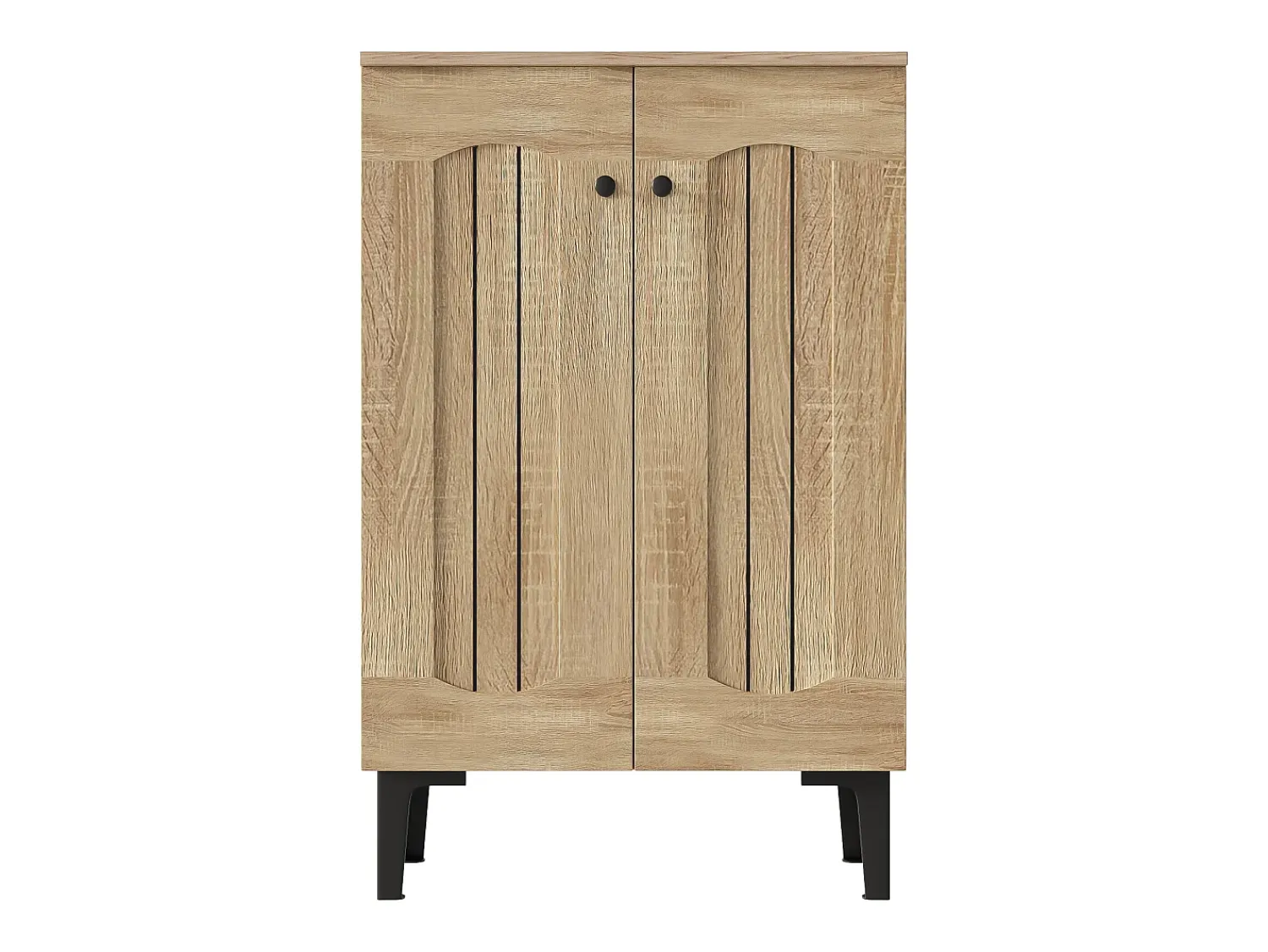 Móvel De Arrumação|Sapateira|Hauss Spole Sapateira com 2 portas - prateleiras ajustáveis - Cor: madeira e preto Natural claro