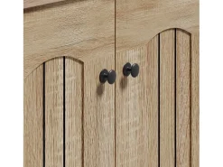 Móvel De Arrumação|Sapateira|Hauss Spole Sapateira com 2 portas - prateleiras ajustáveis - Cor: madeira e preto Natural claro
