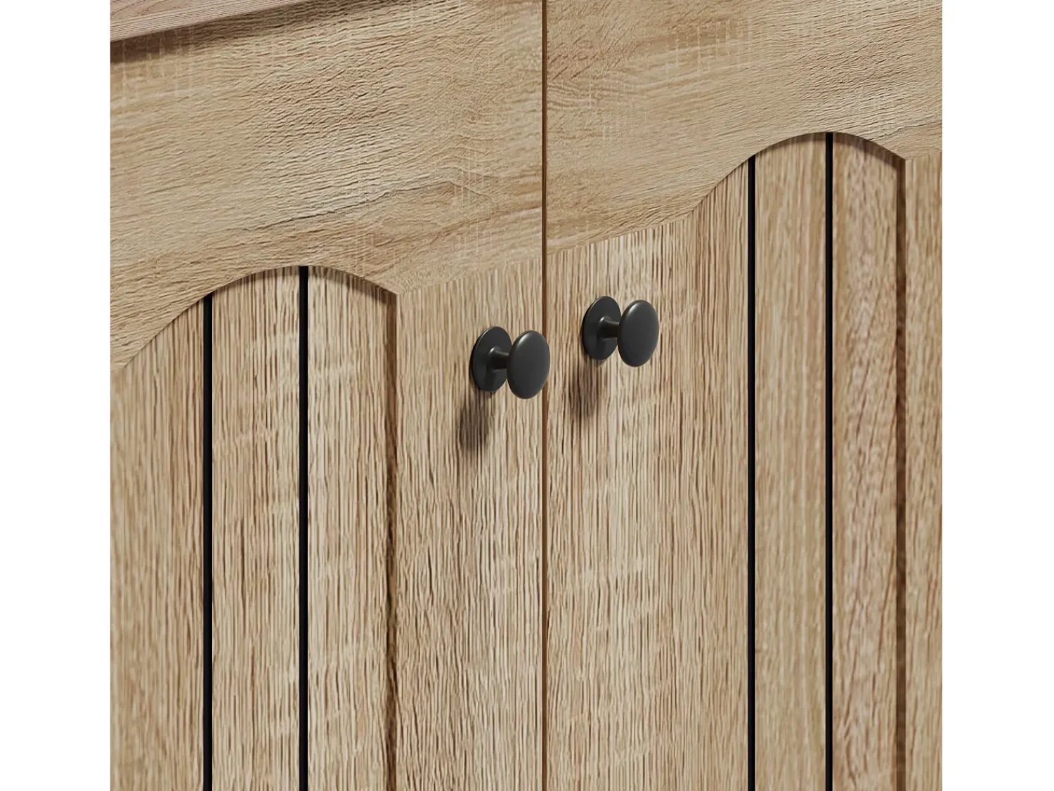 Móvel De Arrumação|Sapateira|Hauss Spole Sapateira com 2 portas - prateleiras ajustáveis - Cor: madeira e preto Natural claro