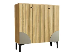 Discount Hauss Spole Sapateira com 3 portas - Textura vertical - Cor madeira Natural claro