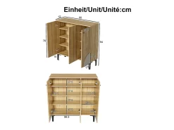 Discount Hauss Spole Sapateira com 3 portas - Textura vertical - Cor madeira Natural claro