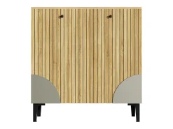 Discount Hauss Spole Sapateira com 3 portas - Textura vertical - Cor madeira Natural claro