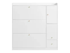 Best Hauss Spole Sapateira com 4 portas, banco rebatível e 1 gaveta - Madeira PB branca Branco