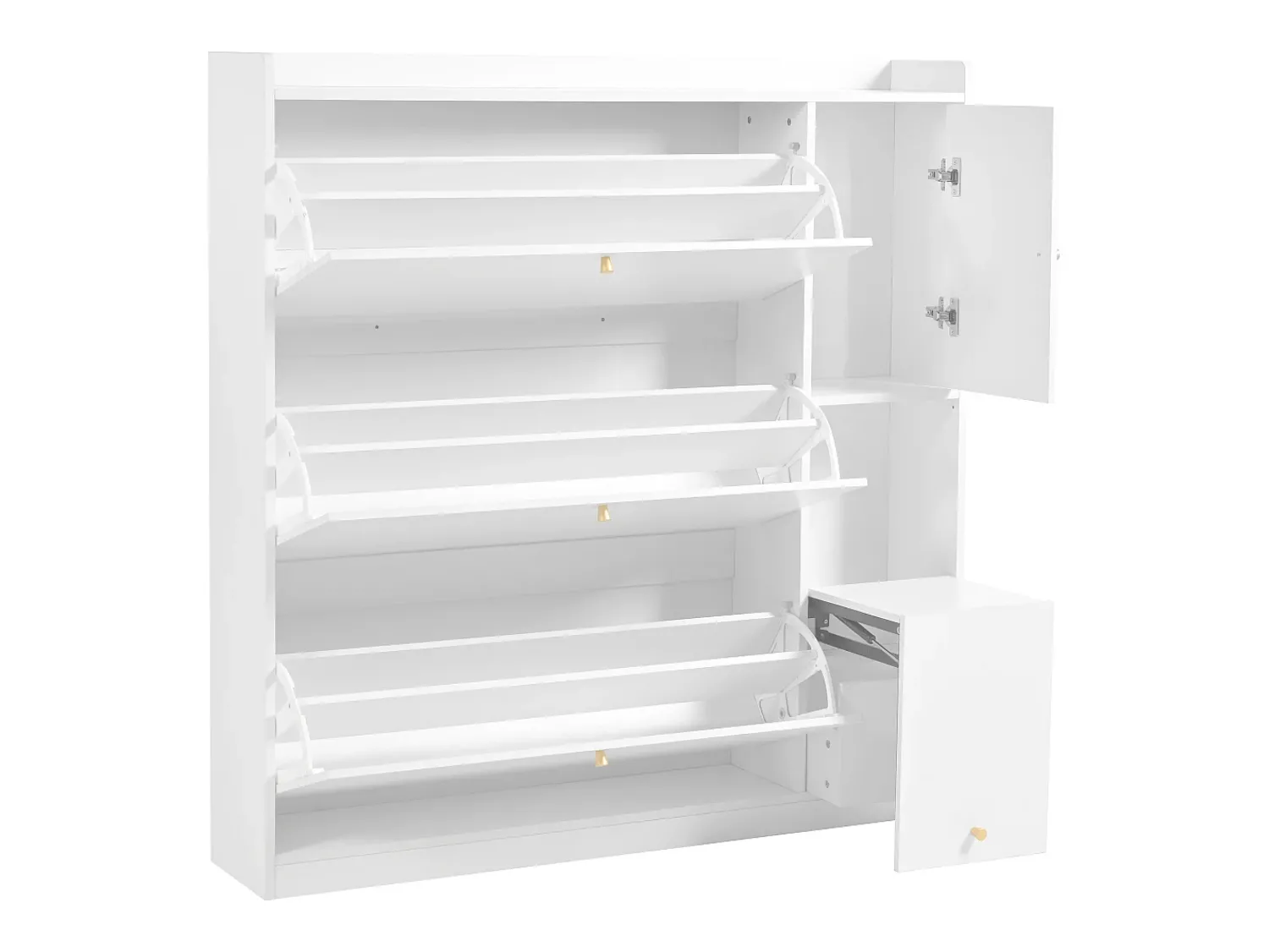 Best Hauss Spole Sapateira com 4 portas, banco rebatível e 1 gaveta - Madeira PB branca Branco