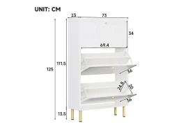 Móvel De Arrumação|Sapateira|Merax Sapateira com 3 portas basculantes com ranhuras - 73 x 23 x 125 cm - com 6 prateleiras - MDF + aglomerado - branca Branco