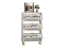 Móvel De Arrumação|Sapateira|Merax Sapateira com 3 portas basculantes com ranhuras - 73 x 23 x 125 cm - com 6 prateleiras - MDF + aglomerado - branca Branco