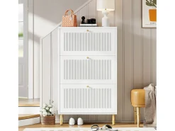Móvel De Arrumação|Sapateira|Merax Sapateira com 3 portas basculantes com ranhuras - 73 x 23 x 125 cm - com 6 prateleiras - MDF + aglomerado - branca Branco