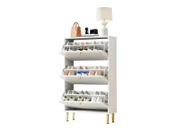 Móvel De Arrumação|Sapateira|Merax Sapateira com 3 portas basculantes com ranhuras - 73 x 23 x 125 cm - com 6 prateleiras - MDF + aglomerado - branca Branco