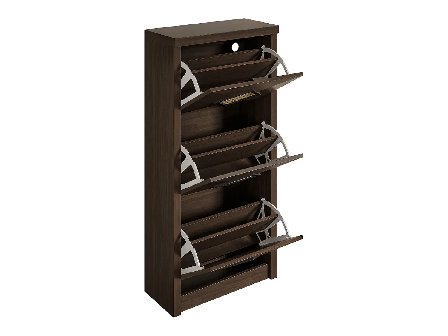Hauss Spole Sapateira com 3 portas basculantes, 54x25x115 cm - Estilo vintage em madeira castanha escura^ Móvel De Arrumação|Sapateira