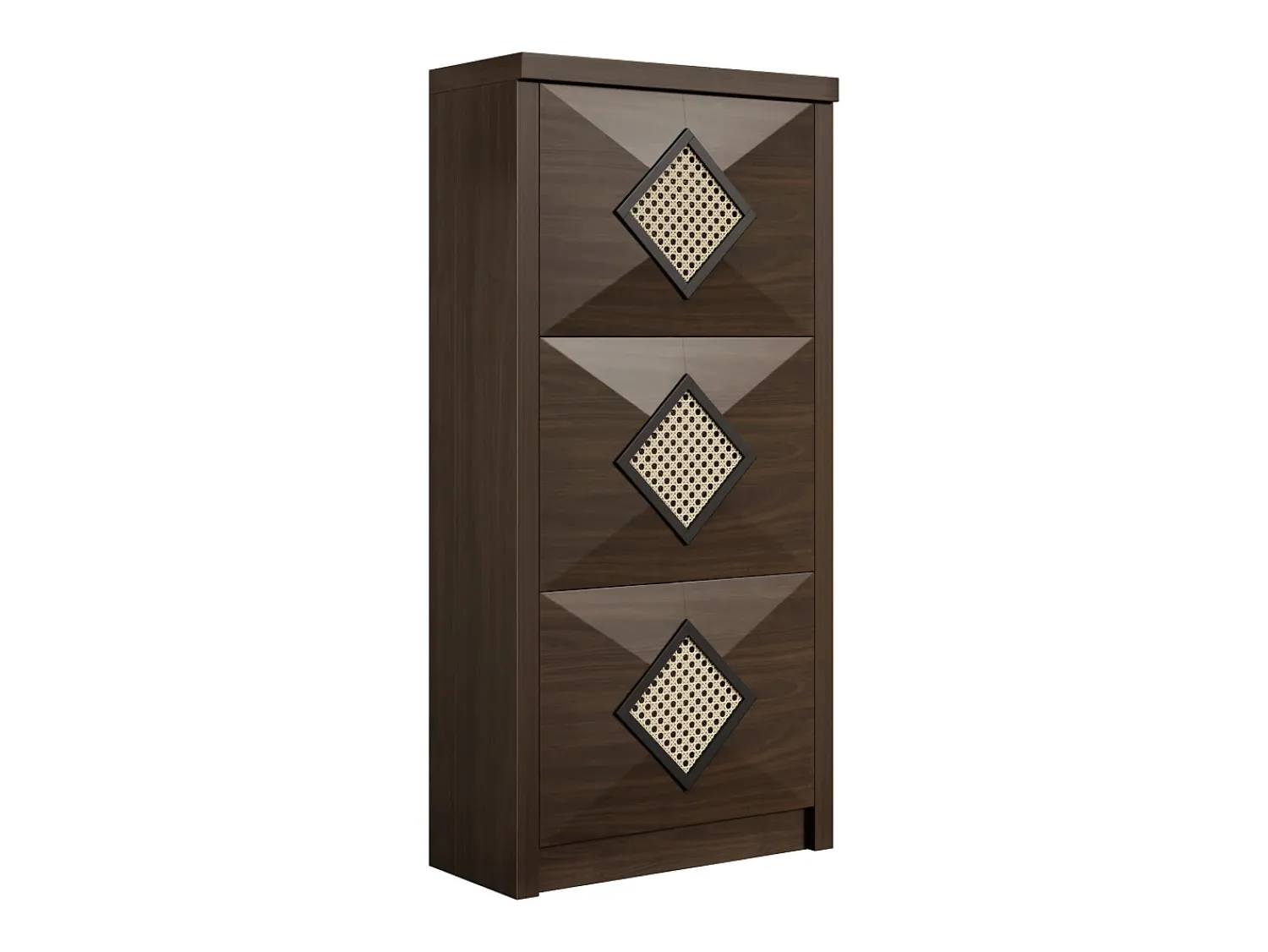 Hauss Spole Sapateira com 3 portas basculantes, 54x25x115 cm - Estilo vintage em madeira castanha escura^ Móvel De Arrumação|Sapateira