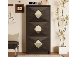 Hauss Spole Sapateira com 3 portas basculantes, 54x25x115 cm - Estilo vintage em madeira castanha escura^ Móvel De Arrumação|Sapateira
