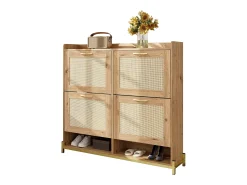Móvel De Arrumação|Sapateira*Merax Sapateira com 4 portas de vime - 108,5 x 24 x 100 cm - estrutura de metal - MDF - natural Natural claro