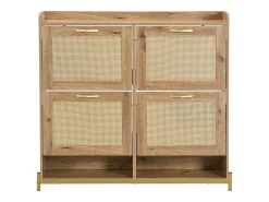 Móvel De Arrumação|Sapateira*Merax Sapateira com 4 portas de vime - 108,5 x 24 x 100 cm - estrutura de metal - MDF - natural Natural claro