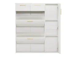 Móvel De Arrumação|Sapateira*Merax Sapateira com 3 portas e 2 gavetas - 95 x 24 x 107,5 cm - Prateleiras reguláveis - Aglomerado - Branco
