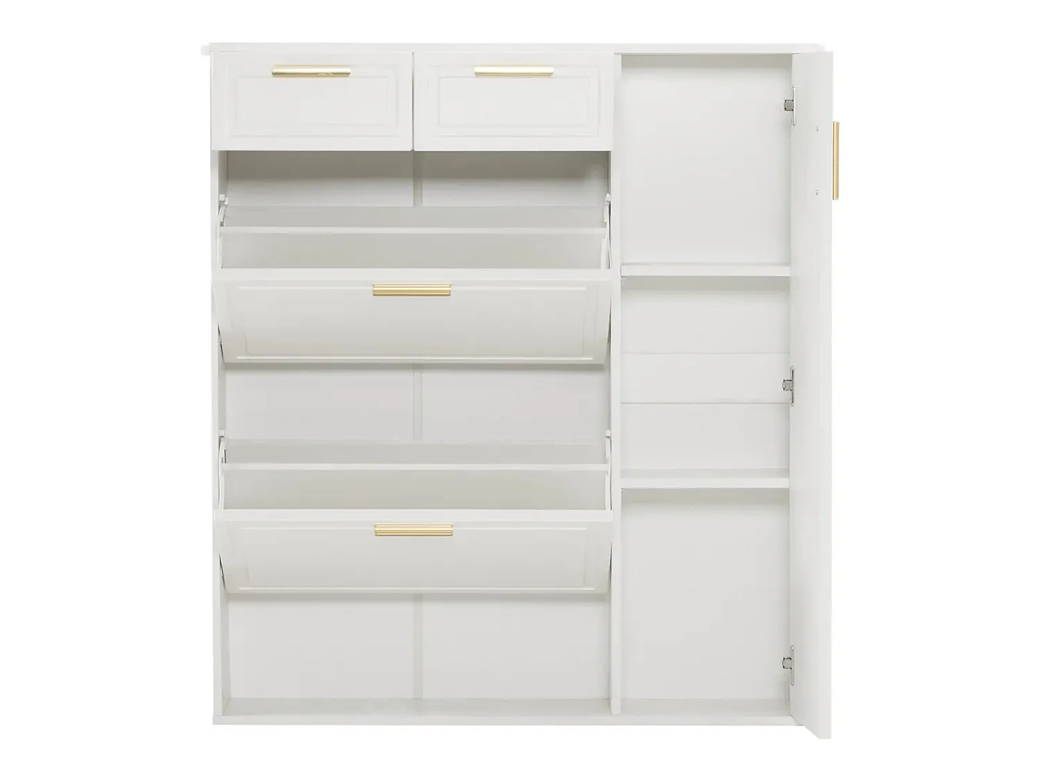 Móvel De Arrumação|Sapateira*Merax Sapateira com 3 portas e 2 gavetas - 95 x 24 x 107,5 cm - Prateleiras reguláveis - Aglomerado - Branco