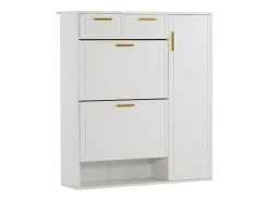 Móvel De Arrumação|Sapateira*Merax Sapateira com 3 portas e 2 gavetas - 95 x 24 x 107,5 cm - Prateleiras reguláveis - Aglomerado - Branco
