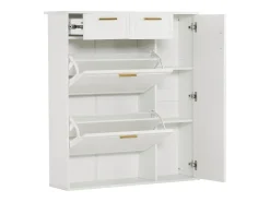 Móvel De Arrumação|Sapateira*Merax Sapateira com 3 portas e 2 gavetas - 95 x 24 x 107,5 cm - Prateleiras reguláveis - Aglomerado - Branco