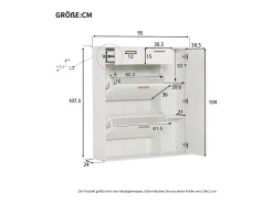 Móvel De Arrumação|Sapateira*Merax Sapateira com 3 portas e 2 gavetas - 95 x 24 x 107,5 cm - Prateleiras reguláveis - Aglomerado - Branco
