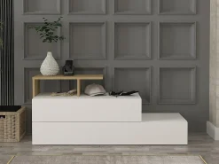 Vente-unique Sapateira com 2 portas e 1 prateleira - Branco e Natural - DAVISTA^ Móvel De Arrumação|Sapateira