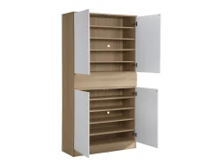 Móvel De Arrumação|Sapateira|Vente-unique Sapateira com 4 portas e 1 gaveta branco e natural - COVIANA Natural claro / Branco
