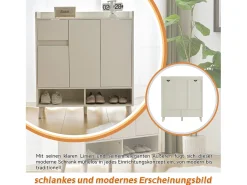 Best Merax Sapateira com 3 portas e 1 gaveta - 99 x 35 x 90 cm - Prateleiras ajustáveis - Aglomerado - Branco