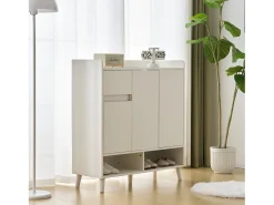 Best Merax Sapateira com 3 portas e 1 gaveta - 99 x 35 x 90 cm - Prateleiras ajustáveis - Aglomerado - Branco