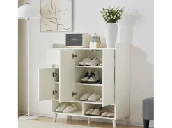 Best Merax Sapateira com 3 portas e 1 gaveta - 99 x 35 x 90 cm - Prateleiras ajustáveis - Aglomerado - Branco