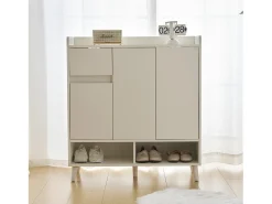 Best Merax Sapateira com 3 portas e 1 gaveta - 99 x 35 x 90 cm - Prateleiras ajustáveis - Aglomerado - Branco