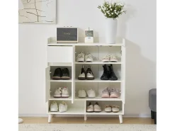 Best Merax Sapateira com 3 portas e 1 gaveta - 99 x 35 x 90 cm - Prateleiras ajustáveis - Aglomerado - Branco