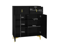 Móvel De Arrumação|Sapateira|Hauss Spole Sapateira com 2 portas e 2 gavetas - Painéis texturados - Preto