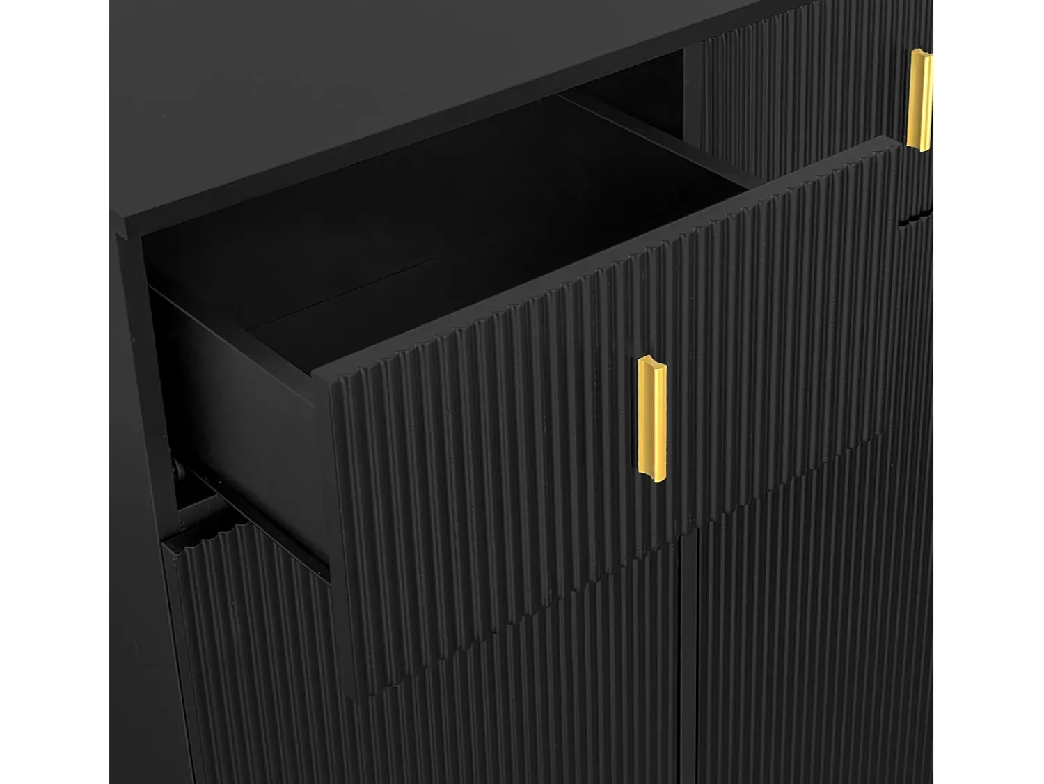 Móvel De Arrumação|Sapateira|Hauss Spole Sapateira com 2 portas e 2 gavetas - Painéis texturados - Preto