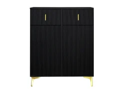 Móvel De Arrumação|Sapateira|Hauss Spole Sapateira com 2 portas e 2 gavetas - Painéis texturados - Preto