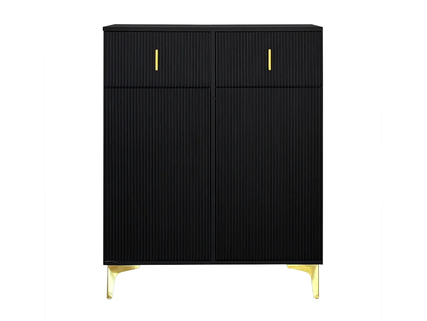 Móvel De Arrumação|Sapateira|Hauss Spole Sapateira com 2 portas e 2 gavetas - Painéis texturados - Preto