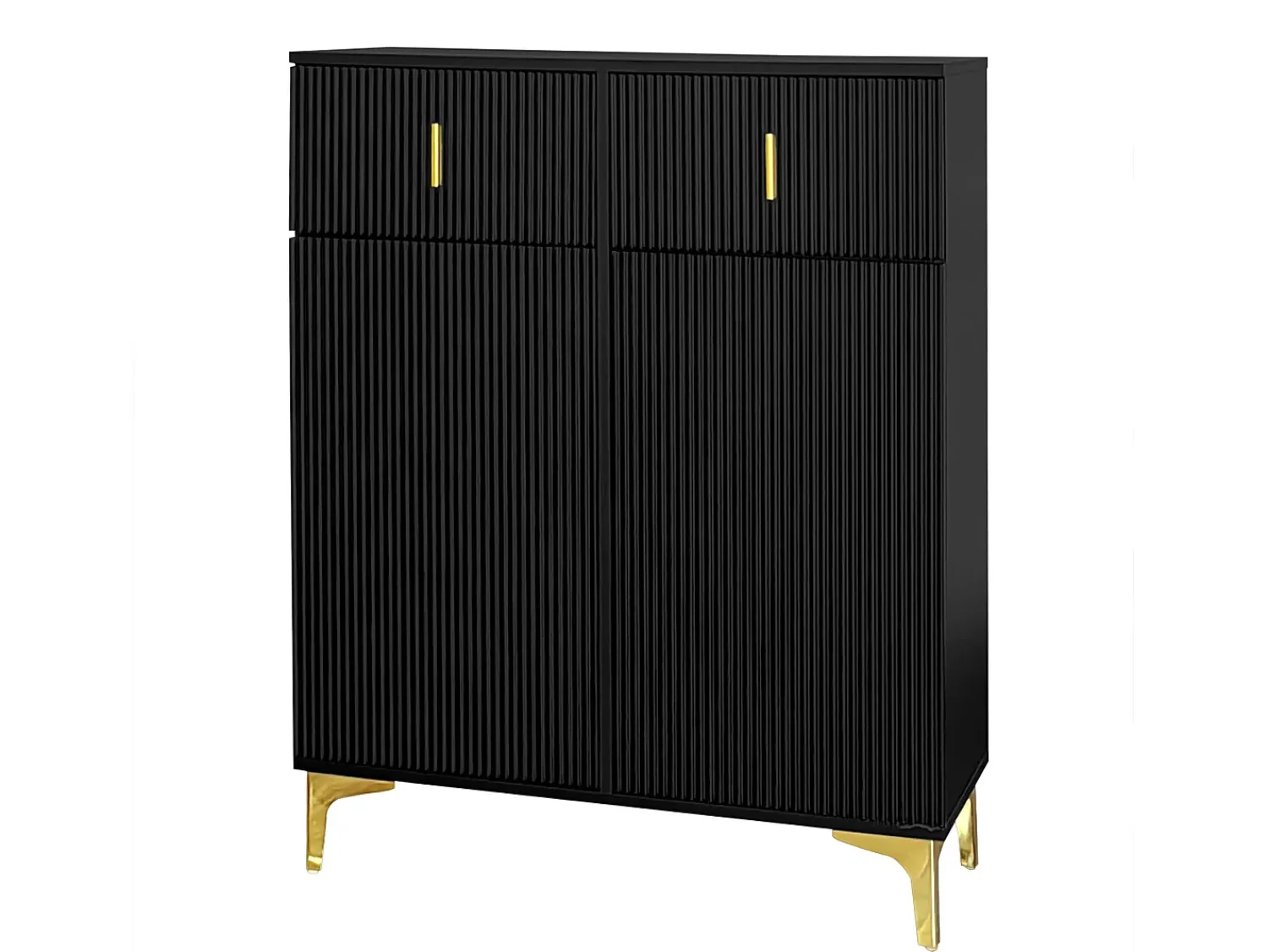 Móvel De Arrumação|Sapateira|Hauss Spole Sapateira com 2 portas e 2 gavetas - Painéis texturados - Preto