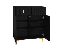 Móvel De Arrumação|Sapateira|Hauss Spole Sapateira com 2 portas e 2 gavetas - Painéis texturados - Preto