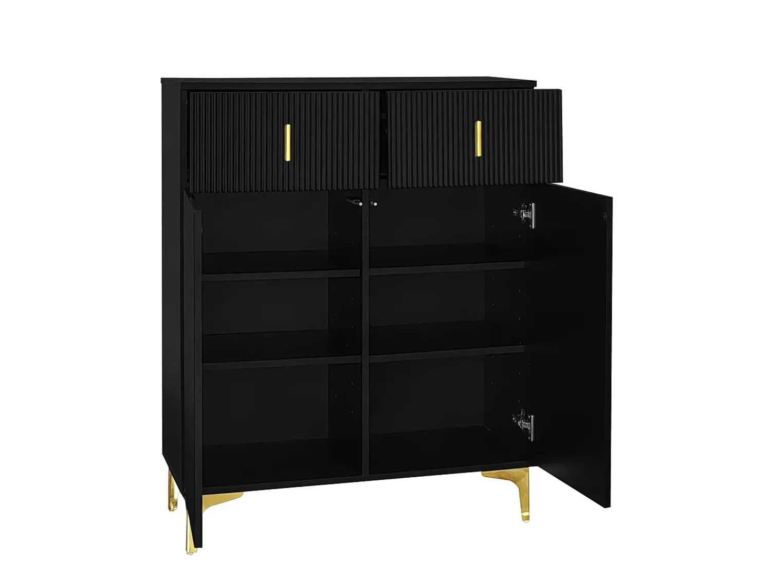 Móvel De Arrumação|Sapateira|Hauss Spole Sapateira com 2 portas e 2 gavetas - Painéis texturados - Preto