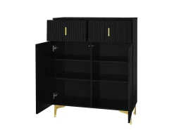 Móvel De Arrumação|Sapateira|Hauss Spole Sapateira com 2 portas e 2 gavetas - Painéis texturados - Preto