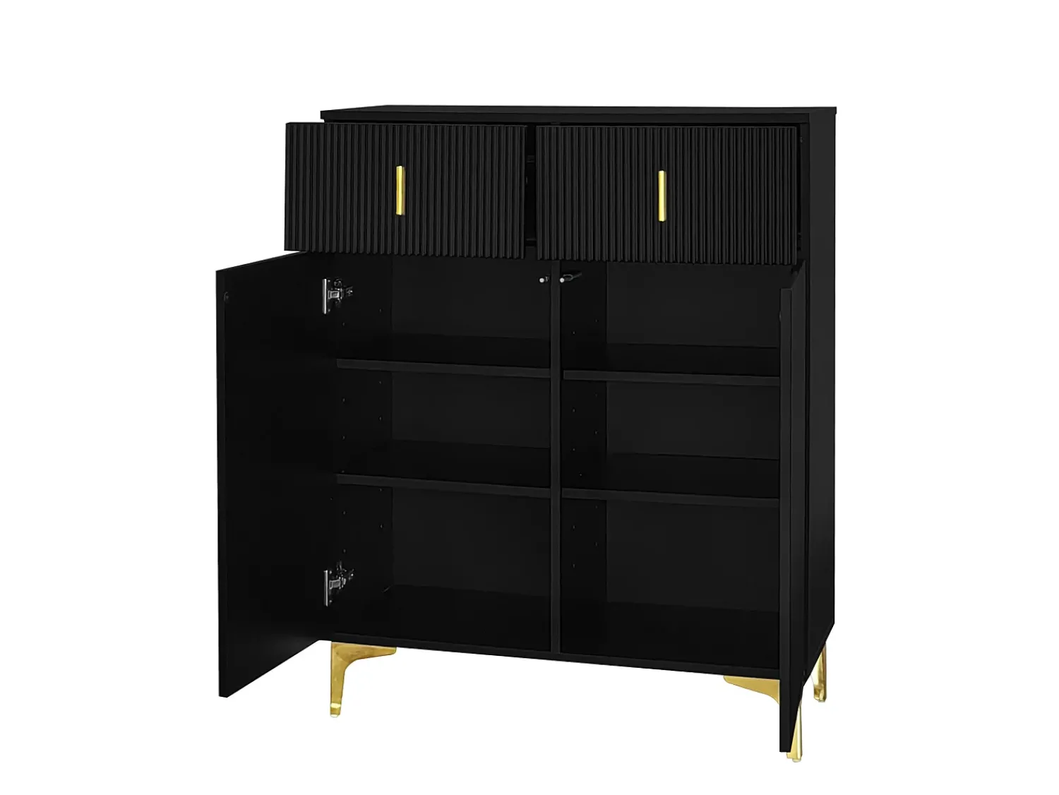 Móvel De Arrumação|Sapateira|Hauss Spole Sapateira com 2 portas e 2 gavetas - Painéis texturados - Preto