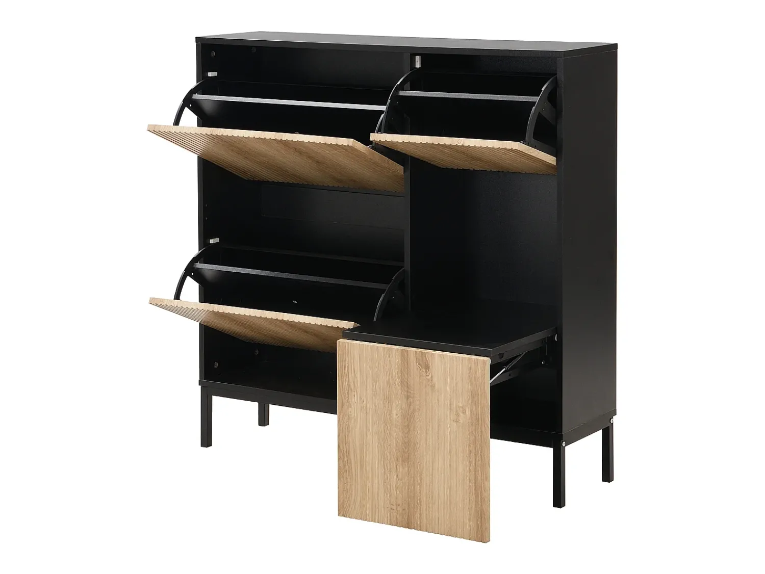 Sale Hauss Spole Sapateira com 3 portas e banco embutido - e natural Preto