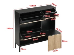 Sale Hauss Spole Sapateira com 3 portas e banco embutido - e natural Preto