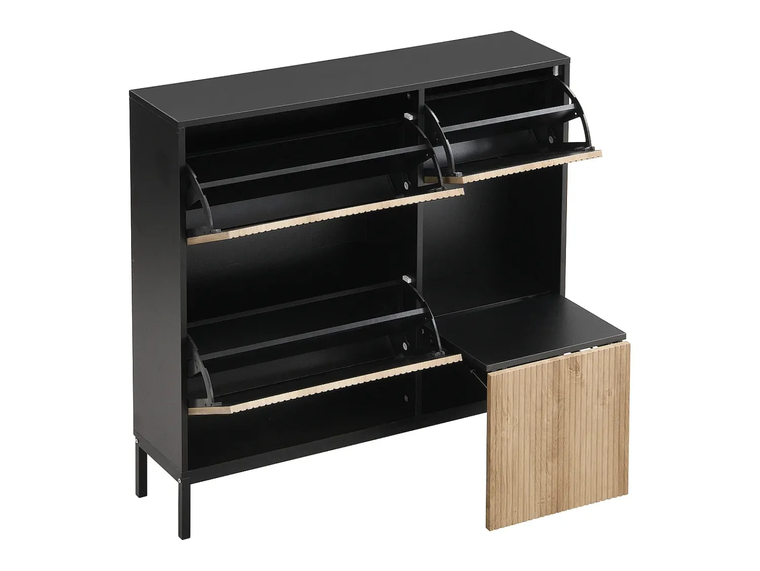 Sale Hauss Spole Sapateira com 3 portas e banco embutido - e natural Preto