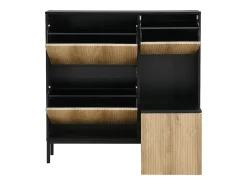 Sale Merax Sapateira com 4 portas e trocador - 105 x 25 x 115,5 cm - MDF - brilhante Preto