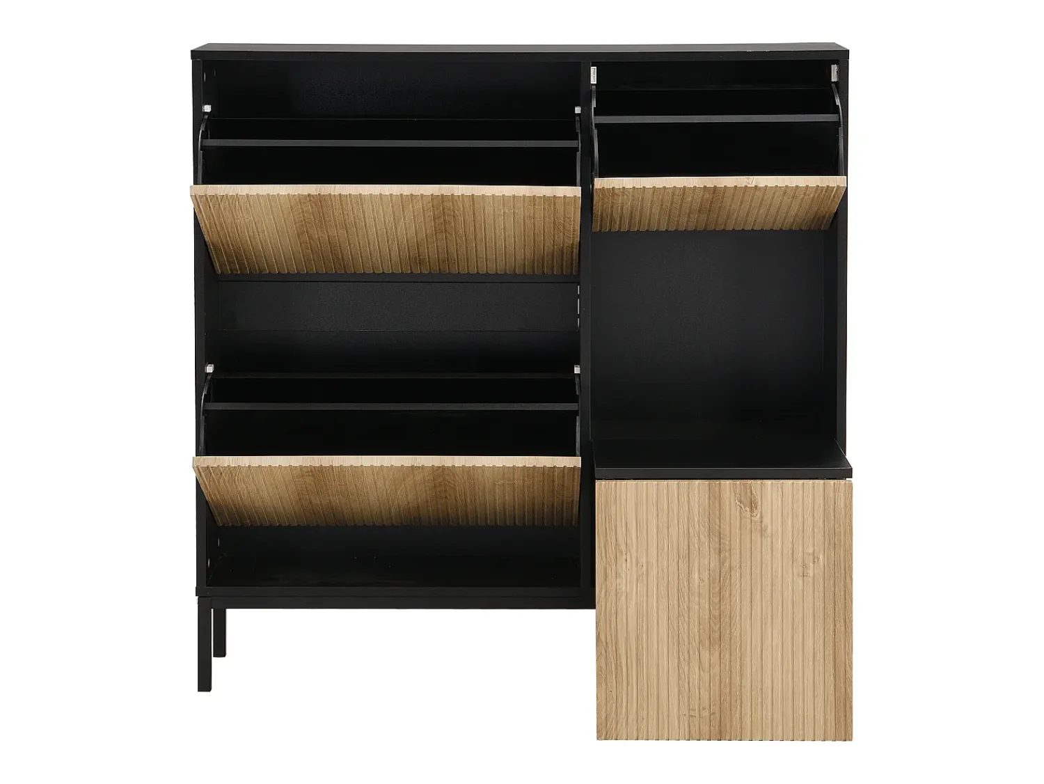 Sale Merax Sapateira com 4 portas e trocador - 105 x 25 x 115,5 cm - MDF - brilhante Preto