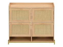 Móvel De Arrumação|Sapateira*Hauss Spole Sapateira com 4 portas em rattan - Base em metal - Cor carvalho claro Natural claro