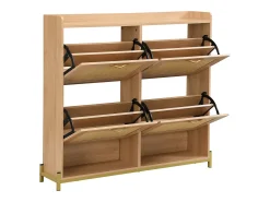 Móvel De Arrumação|Sapateira*Hauss Spole Sapateira com 4 portas em rattan - Base em metal - Cor carvalho claro Natural claro