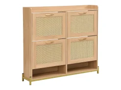 Móvel De Arrumação|Sapateira*Hauss Spole Sapateira com 4 portas em rattan - Base em metal - Cor carvalho claro Natural claro